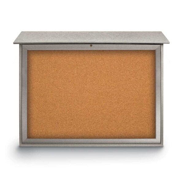 Indoor Enclosed Combo Board, 42"x32", Bronze Frame/Green & Cork